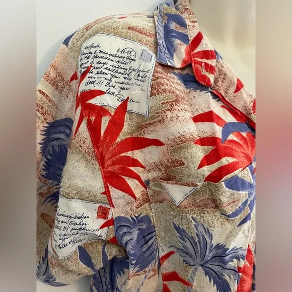 Mixed Blues Vintage Palm Print Romper Medium 9/11 - Picture 4 of 6